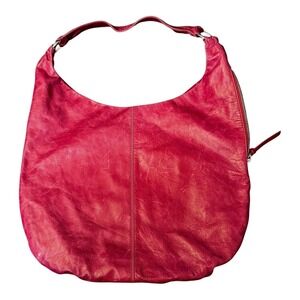 Hobo International Red Leather Hobo Bag Large Red Side Zip Slouchy Shoulder Bag